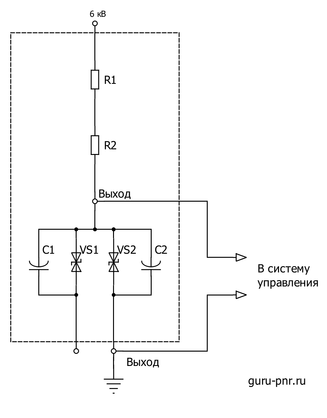 Схема аттенюатора для измерения напряжения 6 кВ